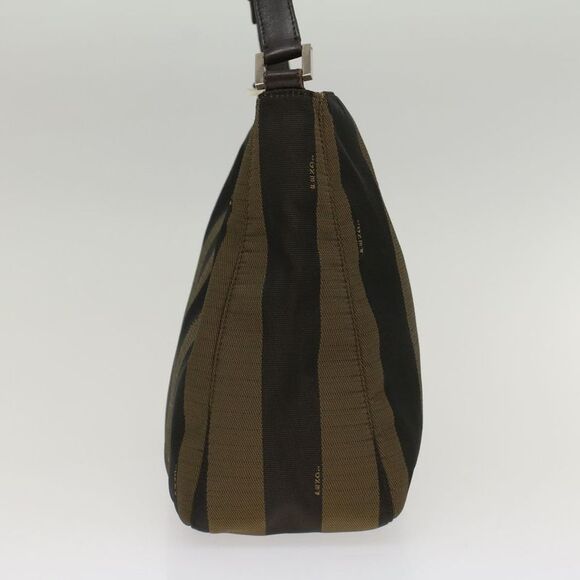 Fendi Pequin Brown Synthetic Shoulder Bag (Pre-Owned) - Picture 9 of 12